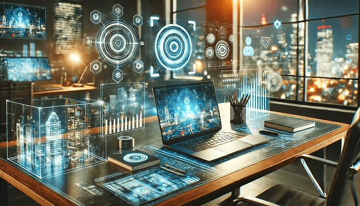 a desktop with digital organziation being visualized