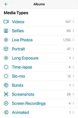 photos app categories